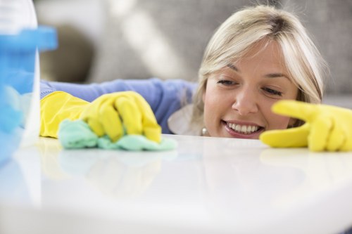 Local short-let cleaner preparing a bathroom in Sutton