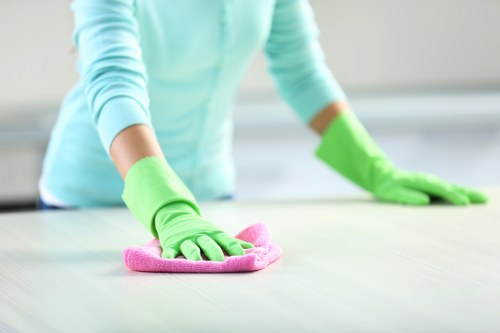 UK carpet cleaning team finalising service records after a job