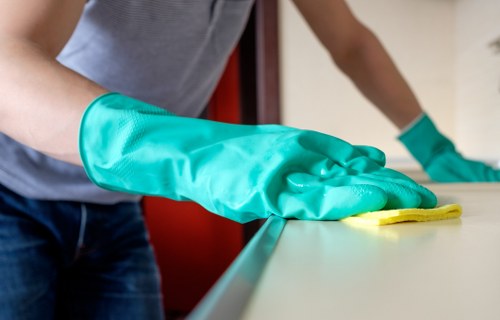 Deep cleaning a built-in oven with trays and racks removed