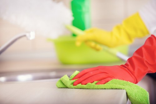 Close-up of upholstery stain removal in a residential setting